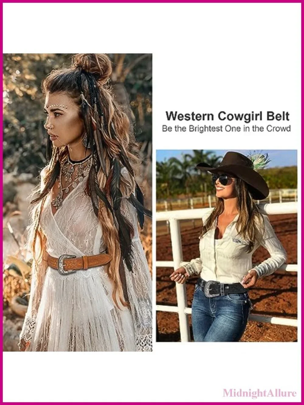 Western Belt Floral Embossed Leather Silver Buckle Adjustable Cowboy